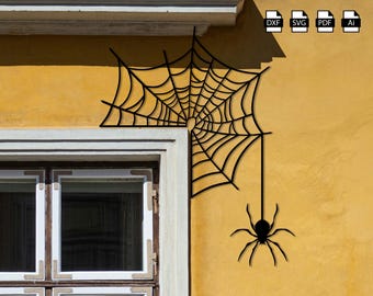 スパイダーウェブドアトッパーDXF/SVG、デジタルインスタントダウンロード（DXF、SVG、PDF、AI）、レーザーCNCプラズマウォータージェットカット、DIYクラフトアイデアファイル