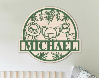 サファリベビーネームサインテンプレート：レーザーカットファイル（デジタルダウンロード）