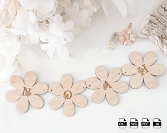 赤ちゃんの名前のサインレーザーカットファイル：花文字（デジタルダウンロード）