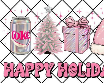 Coquette Diet Cola Santa PNG, Christmas Sublimation (Digital Download)