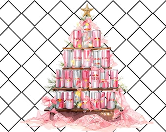 Coquette Christmas Red Bull Tree PNG, Whimsical Sublimation (Digital)