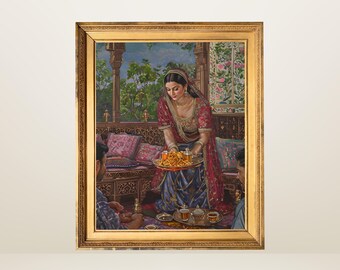 Impression d'art inspirée de Mughal | Femme indienne pakistanaise (téléchargement numérique)