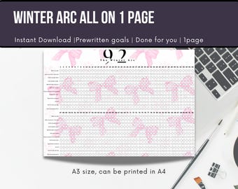 Winter Arc Checklist, Simple One-Page Goal Tracker (Digital PDF)
