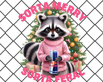 Christmas Raccoon PNG, Santa Sublimation Design (Digital Download)