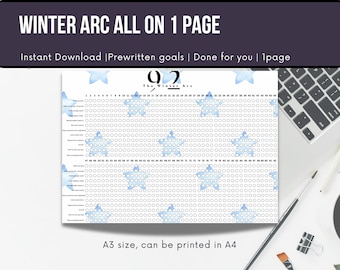 Winter Arc Checklist, One-Page Goal Tracker (Digital PDF)