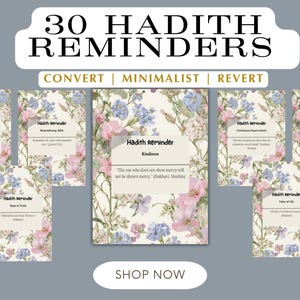 30 Cartões de Hadith Floral para Muçulmanos | Presente para um revert | Dua Hadith dhikr | Aprendizagem Islâmica | Flashcards Úteis Menina Muçulmana, Mãe Muçulmana