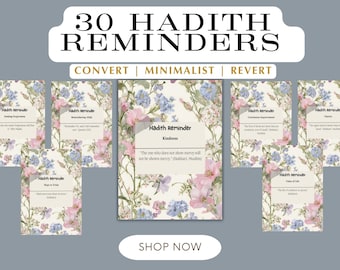 Floral Hadith Cards: Islamic Learning, Muslim Revert Gift (Digital Download)