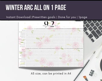 Winter Arc One-Page Checklist, Goal Tracker (Digital PDF)