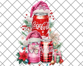 Coquette Diet Cola Santa PNG, Christmas Sublimation (Digital Download)