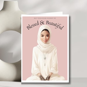Girly Islamic card for reverts Printable |  revert to Islam Inspiration for new Muslim Hijab Mubarak | Shahada mubarak card Quick delivery