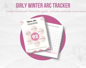 Girly Winter Arc Wellness Tracker, Pink Printable (Digital Product)