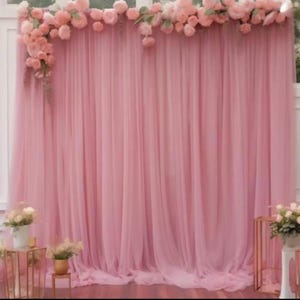 Chiffon 5ft x 10ft Sheer Backdrop Curtain | Wedding Birthday Baby Shower Bridal Shower Halloween Holiday Boho Photography Picture Background
