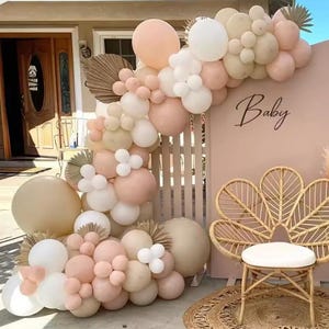 Ghirlanda di palloncini bianchi e rosa / 124 pezzi di decorazioni per feste fai da te, sfondo per compleanno, baby shower, addio al nubilato