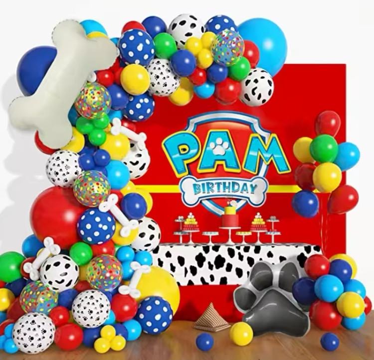 Paw Patrol Inspired Dog Birthday Balloon Arch Garland | 106 Piece Rainbow Party Decorations DIY Backdrop for Kids Boys