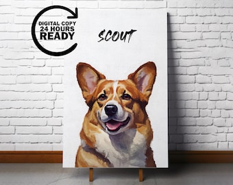 Custom Pet Portrait Canvas, Handmade Wall Art, Pet Lover Gift, Personalized Pet Art, Dog Cat Photo Painting, Personalized Dog Cat Artwork