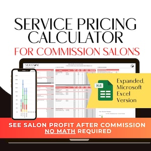Excel Version, Commission Salon Service Pricing Calculator For Salon Owners & Beauty Professionals, A Simple Tool To Maximize Service Profit