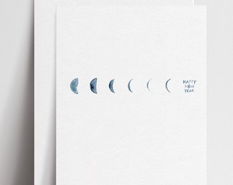 Happy New Year Moons - Greeting Cards