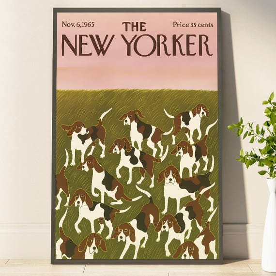 Vintage Dog Poster Classic New Yorker Style Wall Art Charming Beagle Artwork Perfect For Dog Lovers And Collectors