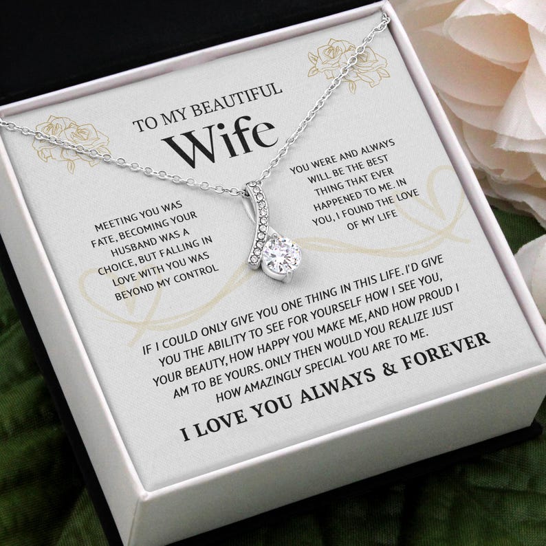 To My Beautiful Wife Necklace Romantic Gift for Wives Perfect for ...