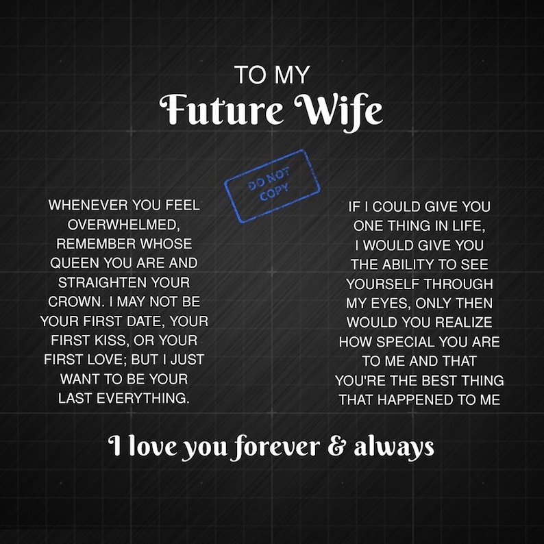 To My Future Wife Gift From Boyfriend To Fiancé, Bride-to-be | I’ll Be Your Last Love Message. Romantic Pre-wedding, Anniversary, Engagement image 2