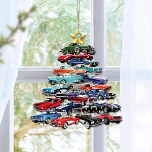 Muscle Car Collection Christmas Acrylic Ornament Christmas Car Tree Ornament Car Lover Christmas Ornament Car Xmas Decor Gift For Car Lover