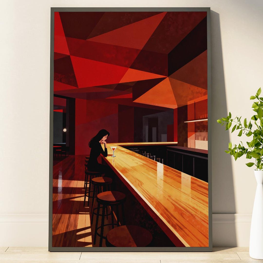 Bar Abstract Modern Abstract Art Print Stylish Bar Illustration Contemporary Art ...