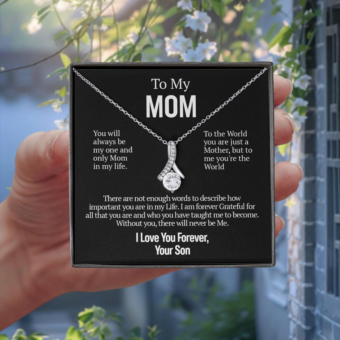 Unique Gift Ideas for Mom to My Mom Necklace From Son Message Card: You ...