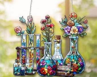 Science Classroom Acrylic Window Hanging Chemistry Teacher Decor Lab Glassware Art Back To School Gift For Teachers