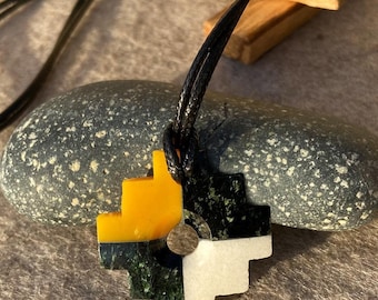Chakana Stone Necklace Peruvian Inca Cross Spiritual Talisman Handmade Jewelry Protection Charm Incan Culture Ancient Symbol Shaman Pendant