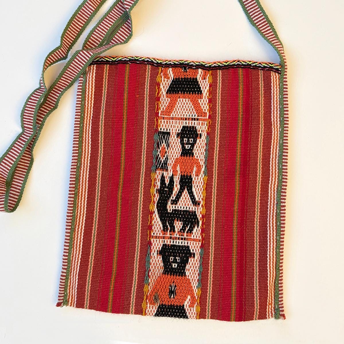 Bolivian Chuspa Cocoa Leaf Bag Backpack 11x14 Handwoven Wool Geometric & Striped Bolivian Chuspa Bag - Etsy main image 2