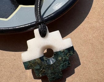Chakana Necklace Machu Picchu Stone Andean Cross Inca Peruvian Handmade Jewelry Cusco Peru Serpentine Talisman Necklace Shaman Energy