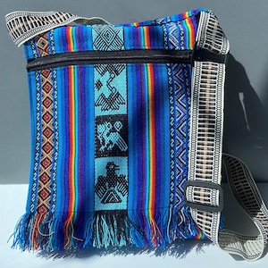 Sac Bandoulière Fait Main Multicolore - Ornement Ethnique Équateur - Coton Tissé