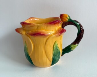 Yellow Rose Flower Ceramic Mug New