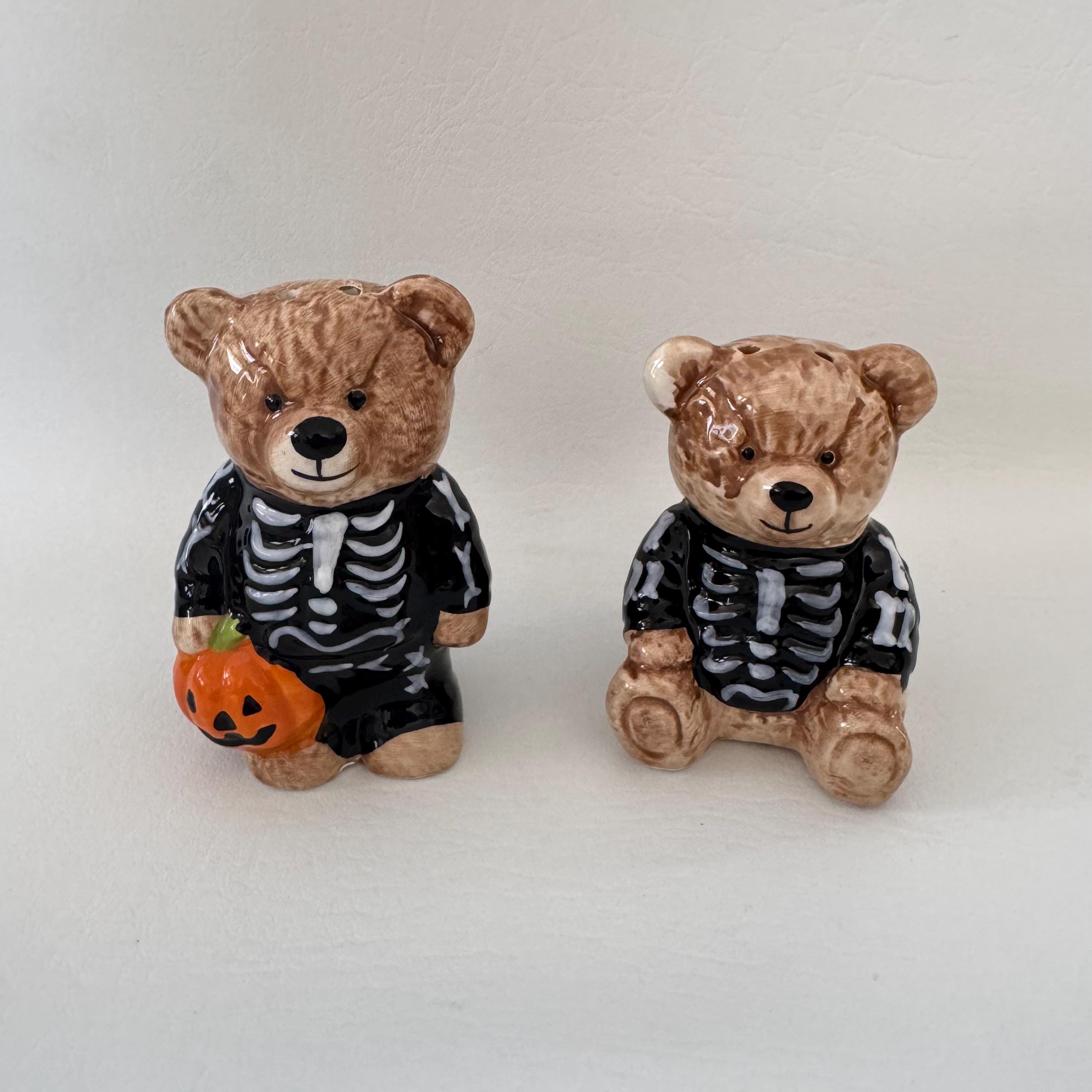 Skeleton Bear Ceramic Salt and Pepper Shaker Set - Etsy