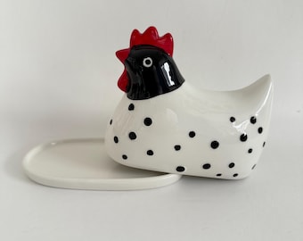 Hen Butter Dish Ceramic New