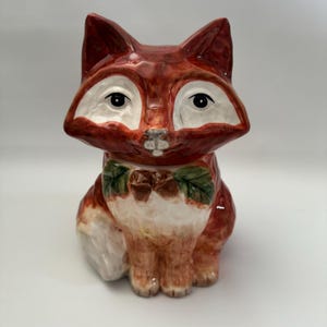 Fox Ceramic Cookie Jar New