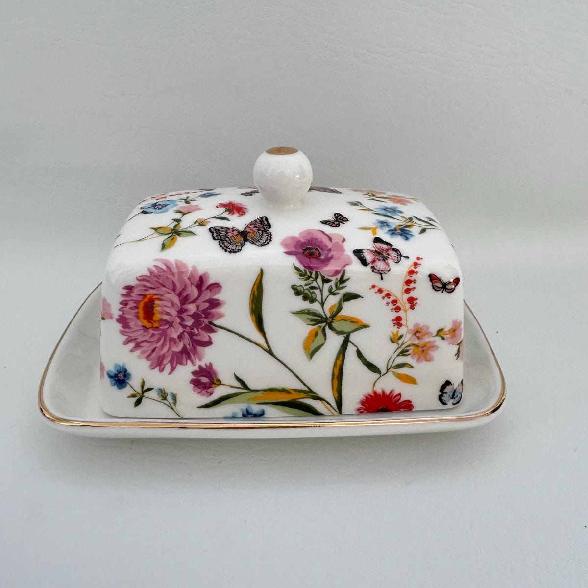 Small Floral Butterfly Fine Porcelain Butter Dish New - Etsy