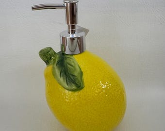 Lemon Ceramic Soap Dispenser Silver Pump New