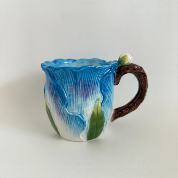 Blue Tulip Flower Ceramic Mug New