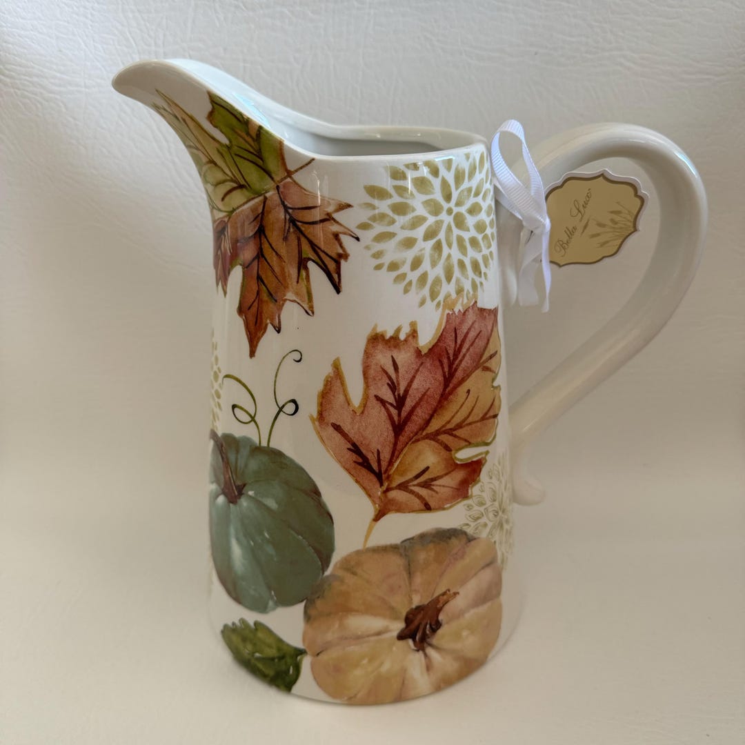 Large Fall Ceramic Pitcher New - Etsy