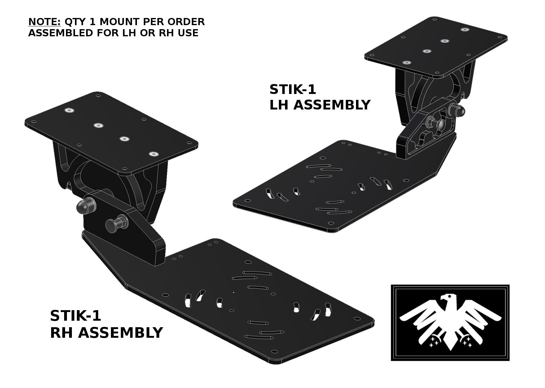 LH/RH STIK-1 Stowable Fold-Away Hotas/Hosas Stick Mount (Qty 1)