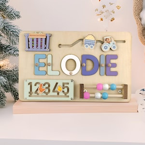 Name Puzzle Wooden Busy Board Montessori Toy for Toddlers, Personalized Puzzle First Birthday& Baby Shower Gift Christmas Gifts Baby Gift