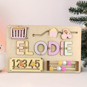Name Puzzle Montessori Busy Board Wooden Toy for Toddlers, Personalized Puzzle First Birthday& Baby Shower Gift Christmas Gifts Baby Gift