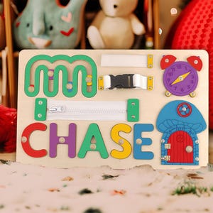Personalized Name Puzzle: Montessori Wooden Busy Board Toy