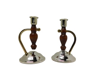 Vintage Home Interiors  Gifts,, inc Wood and Metal  Two Way Candlesticks Holders