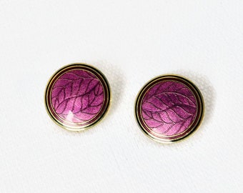 Vintage Isle Of Skye Gold and Lilac Enamel Earrings. Post Earrings