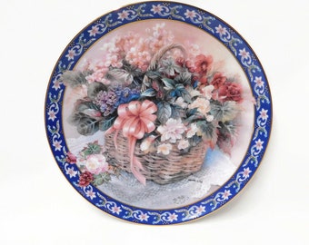 Vintage Limited Edition "BEGONIAS" Lena Liu's Basket Bouquets Collection Decorative Plate.