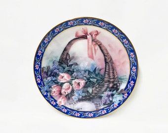 Vintage Limited Edition "TULIPS and LILACS" Lena Liu's Basket Bouquets Collection Decorative Plate.