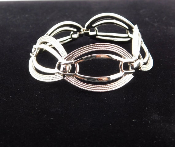 Vintage CORO Rhodium Plated Modernist Bracelet - image 6