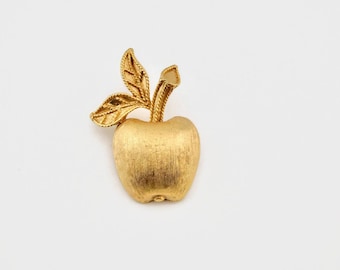 AVON Textured Gold tone APPLE Brooch/Pin.